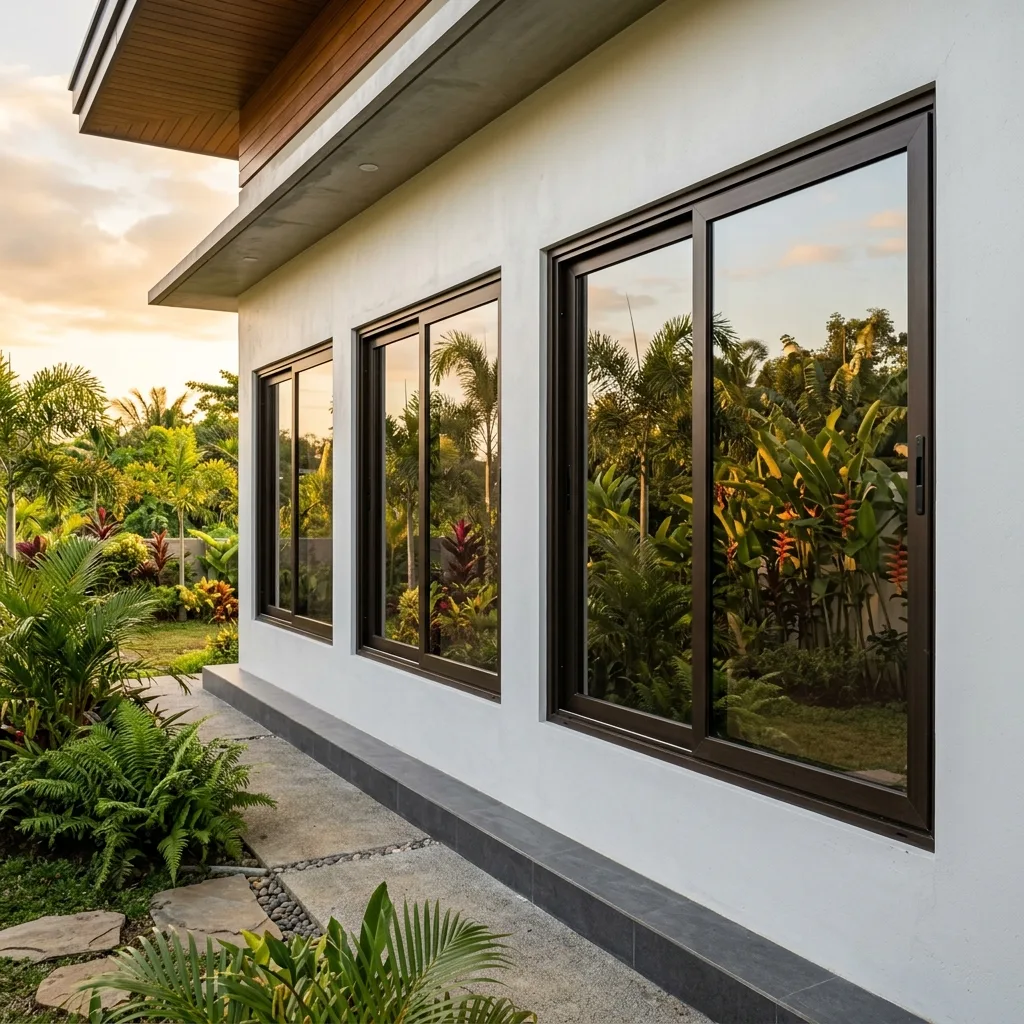 Newly installed aluminum windows on a modern Philippine home